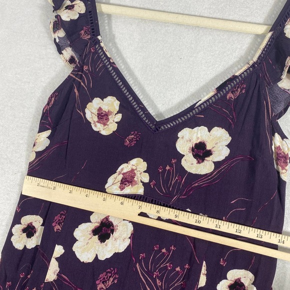 Leith Dress Small Purple Floral A-Line Maxi Slit Ruffle Sleeveless - Picture 9 of 11